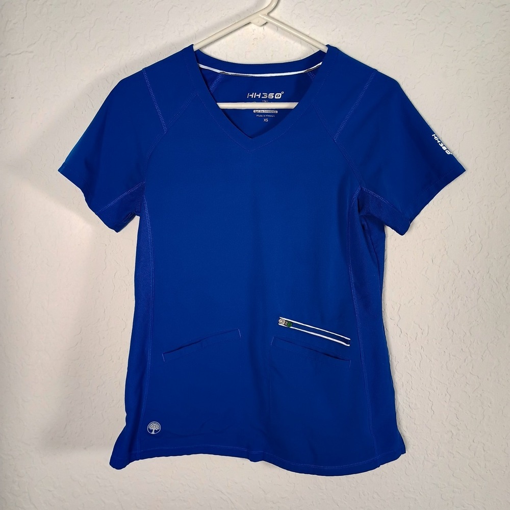 Healing Hands‎ HH360 Women's Serena 3-Pocket V-Neck Scrub Top Blue XS